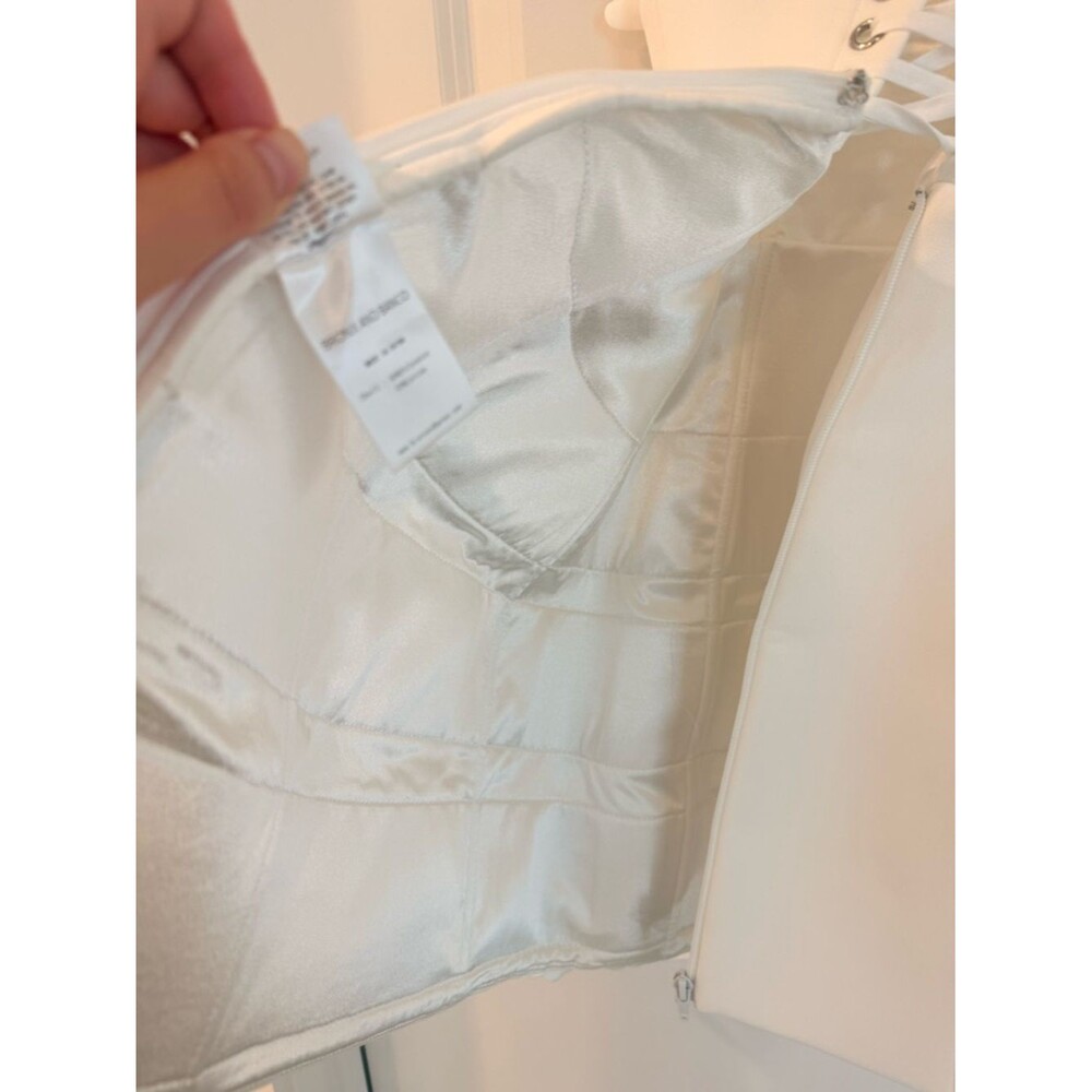 New BRONX BANCO Emma White Floral Appliqué Strap Mini Wedding Dress - Picture 10 of 15